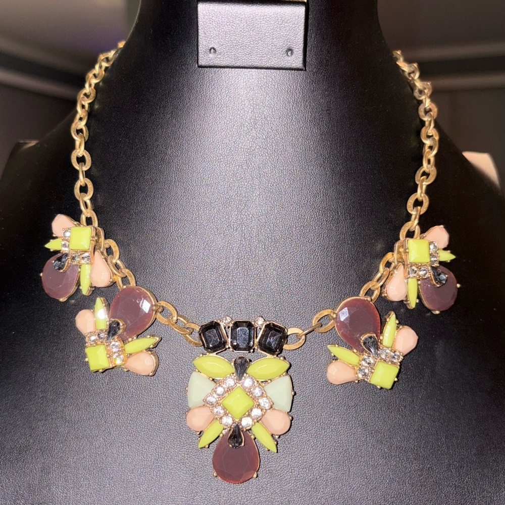 J. Crew Gold and Yellow Floral Statement Necklace